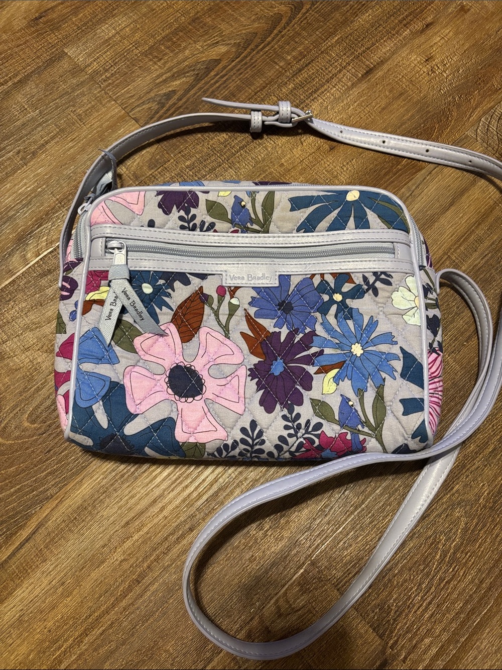 Vera Bradley Quilted Floral Crossbody in Pink, Blue & Purple